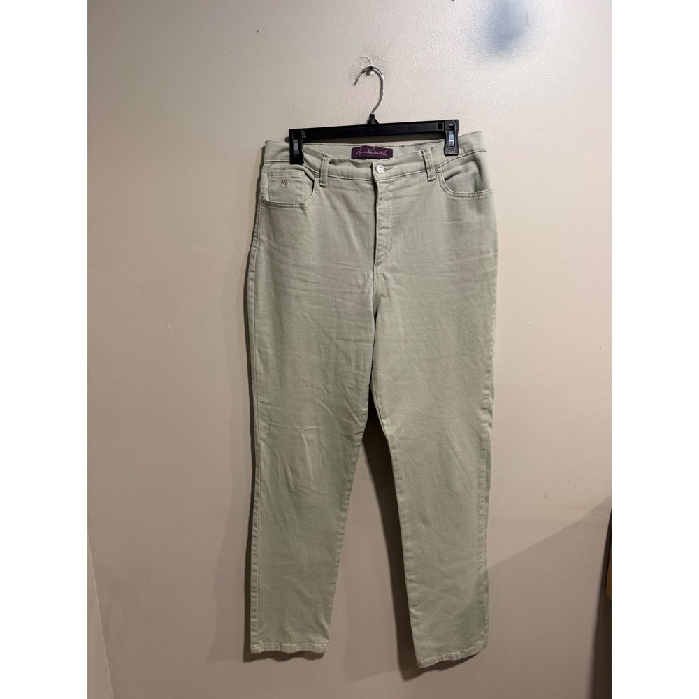 Gloria Vanderbilt Amanda Sage Green Tapered High Rise Jeans Womens 10